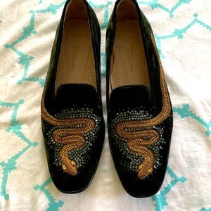 Donald & Lisa Pliner signature velvet snake beaded loafer size 11